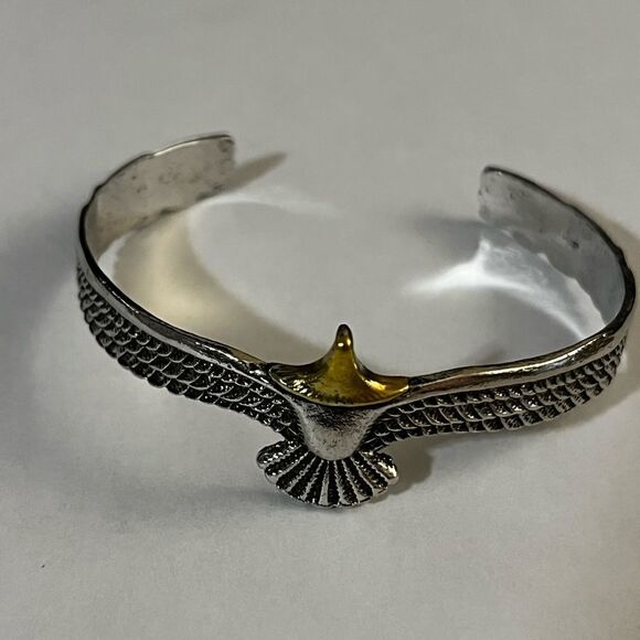 Viking Eagle Wing Bracelet Silver Plated Wristband Open Eagle Wing Cuff bracelet - Picture 4 of 15